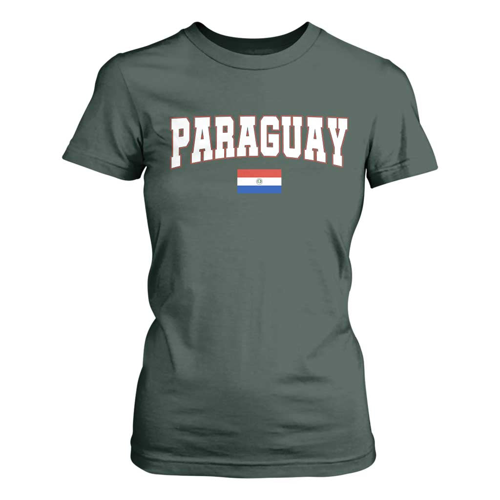 Paraguay Retro Athletic Varsity Style T Shirt For Women Paraguaya Flag Country Pride Heritage TS02 Dark Forest Green Print Your Wear