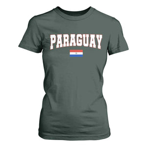 Paraguay Retro Athletic Varsity Style T Shirt For Women Paraguaya Flag Country Pride Heritage TS02 Dark Forest Green Print Your Wear