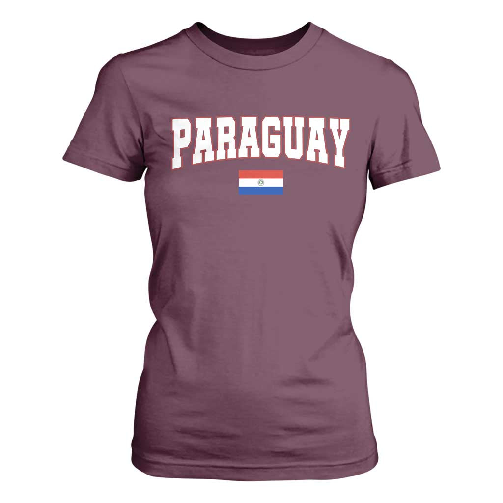 Paraguay Retro Athletic Varsity Style T Shirt For Women Paraguaya Flag Country Pride Heritage TS02 Maroon Print Your Wear