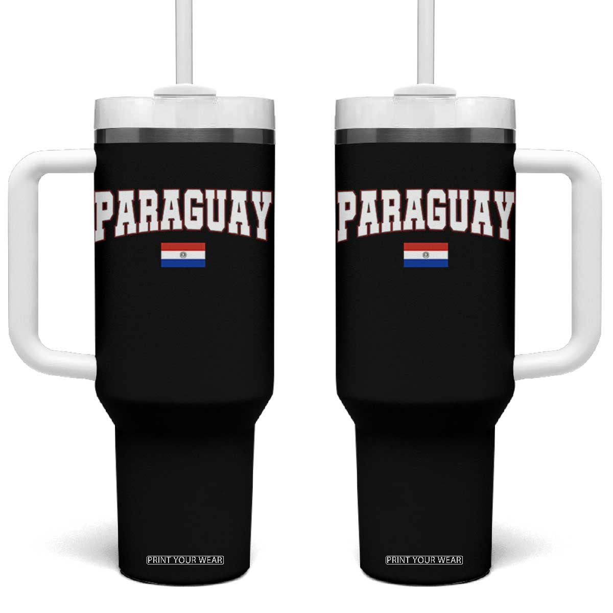 Paraguay Retro Athletic Varsity Style Tumbler With Handle Paraguaya Flag Country Pride Heritage TS02 One Size: 40 oz Black Print Your Wear