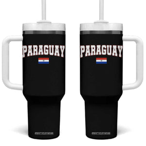 Paraguay Retro Athletic Varsity Style Tumbler With Handle Paraguaya Flag Country Pride Heritage TS02 One Size: 40 oz Black Print Your Wear