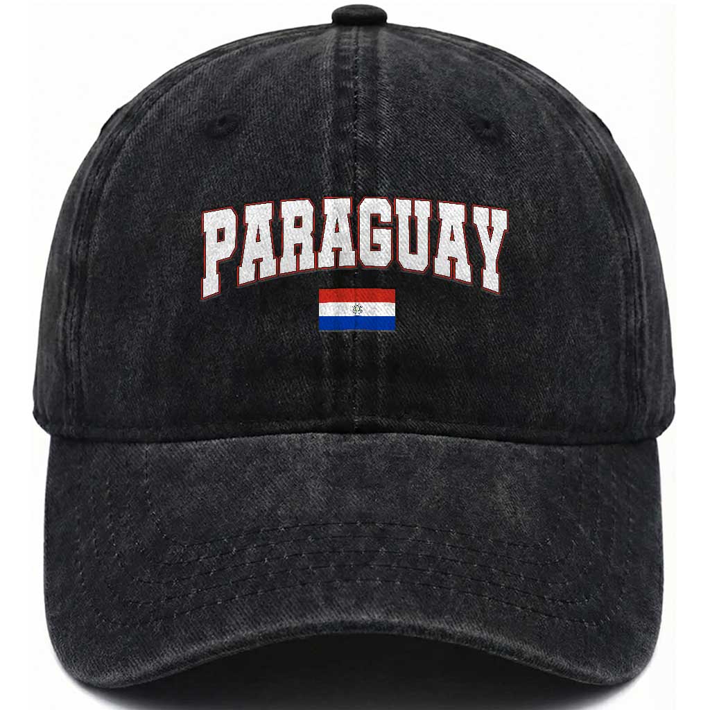 Paraguay Retro Athletic Varsity Style Washed Cotton Baseball Cap Paraguaya Flag Country Pride Heritage TS02 Print Your Wear