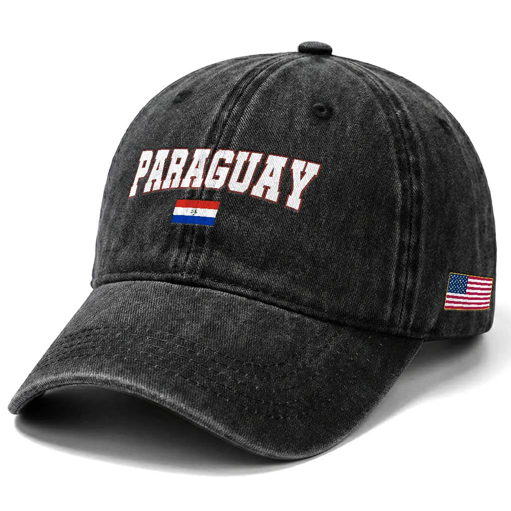Paraguay Retro Athletic Varsity Style Washed Cotton Baseball Cap Paraguaya Flag Country Pride Heritage TS02 Print Your Wear