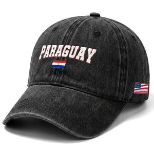 Paraguay Retro Athletic Varsity Style Washed Cotton Baseball Cap Paraguaya Flag Country Pride Heritage TS02 Print Your Wear
