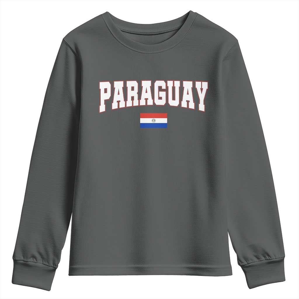 Paraguay Retro Athletic Varsity Style Youth Sweatshirt Paraguaya Flag Country Pride Heritage TS02 Dark Heather Print Your Wear