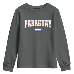 Paraguay Retro Athletic Varsity Style Youth Sweatshirt Paraguaya Flag Country Pride Heritage TS02 Dark Heather Print Your Wear