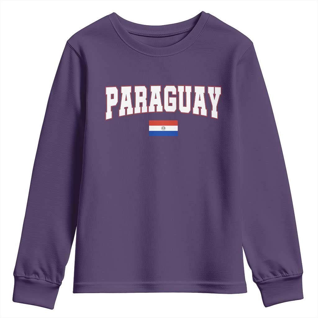 Paraguay Retro Athletic Varsity Style Youth Sweatshirt Paraguaya Flag Country Pride Heritage TS02 Purple Print Your Wear