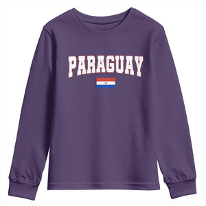 Paraguay Retro Athletic Varsity Style Youth Sweatshirt Paraguaya Flag Country Pride Heritage TS02 Purple Print Your Wear