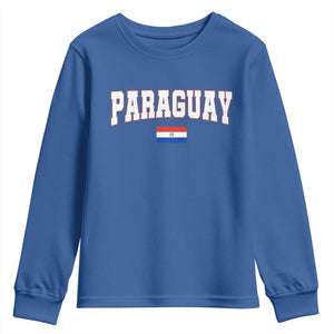 Paraguay Retro Athletic Varsity Style Youth Sweatshirt Paraguaya Flag Country Pride Heritage TS02 Royal Blue Print Your Wear