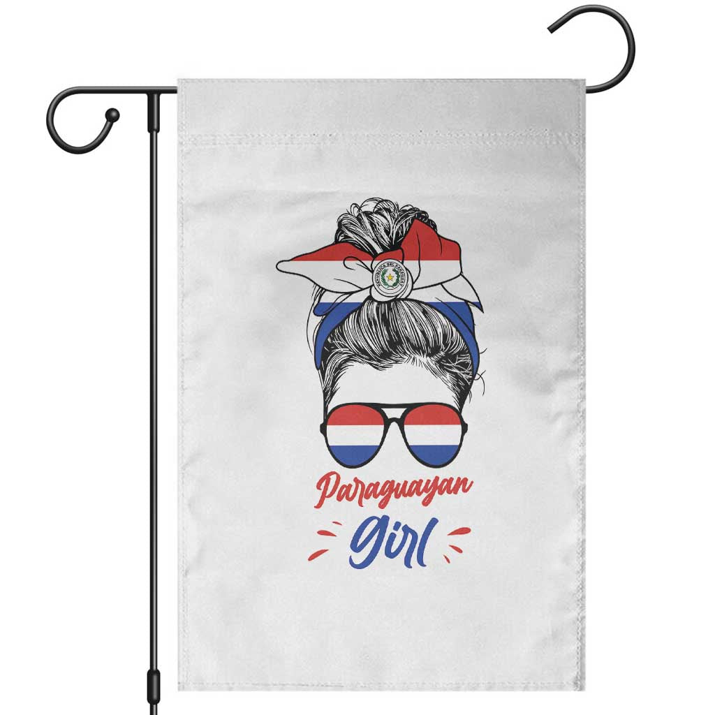 Proud Paraguayan Girl Messy Bun Bandana Aviator Sunglasses Garden Flag Paraguay Heritage Roots HispanicLatina Pride TS02 White Print Your Wear