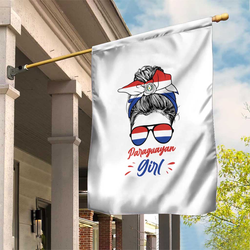 Proud Paraguayan Girl Messy Bun Bandana Aviator Sunglasses Garden Flag Paraguay Heritage Roots HispanicLatina Pride TS02 Print Your Wear