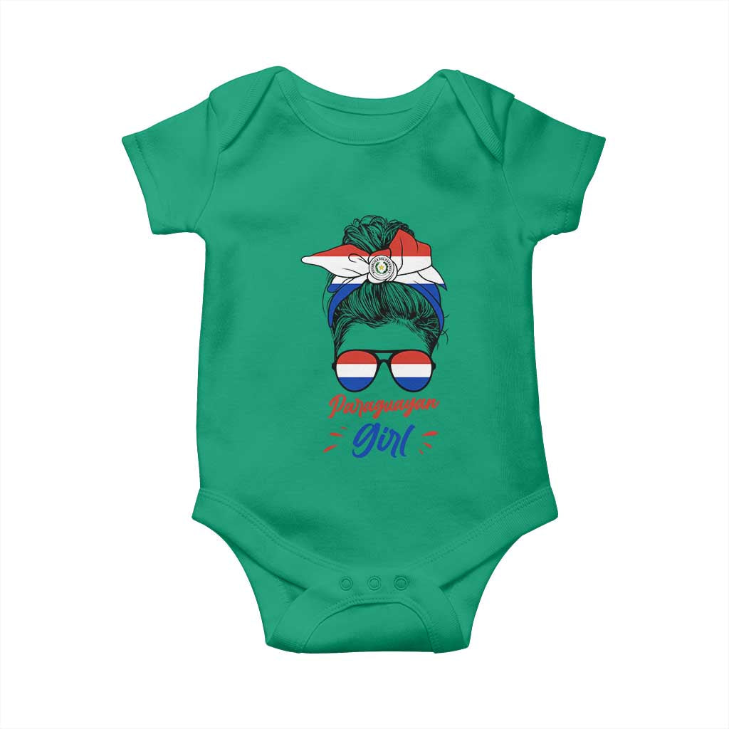 Proud Paraguayan Girl Messy Bun Bandana Aviator Sunglasses Baby Onesie Paraguay Heritage Roots HispanicLatina Pride TS02 Irish Green Print Your Wear