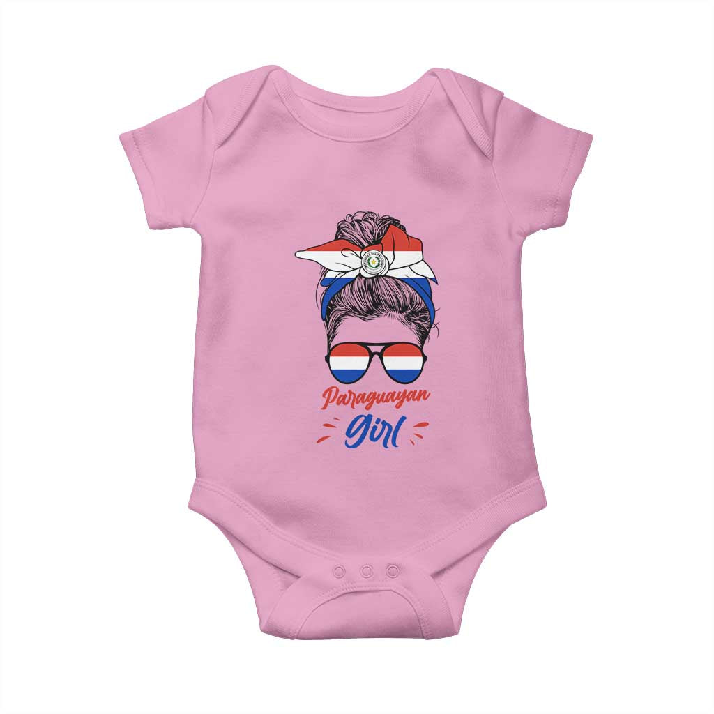 Proud Paraguayan Girl Messy Bun Bandana Aviator Sunglasses Baby Onesie Paraguay Heritage Roots HispanicLatina Pride TS02 Light Pink Print Your Wear