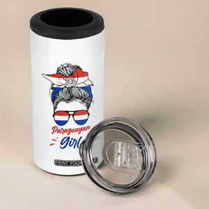Proud Paraguayan Girl Messy Bun Bandana Aviator Sunglasses 4 in 1 Can Cooler Tumbler Paraguay Heritage Roots HispanicLatina Pride TS02 Print Your Wear
