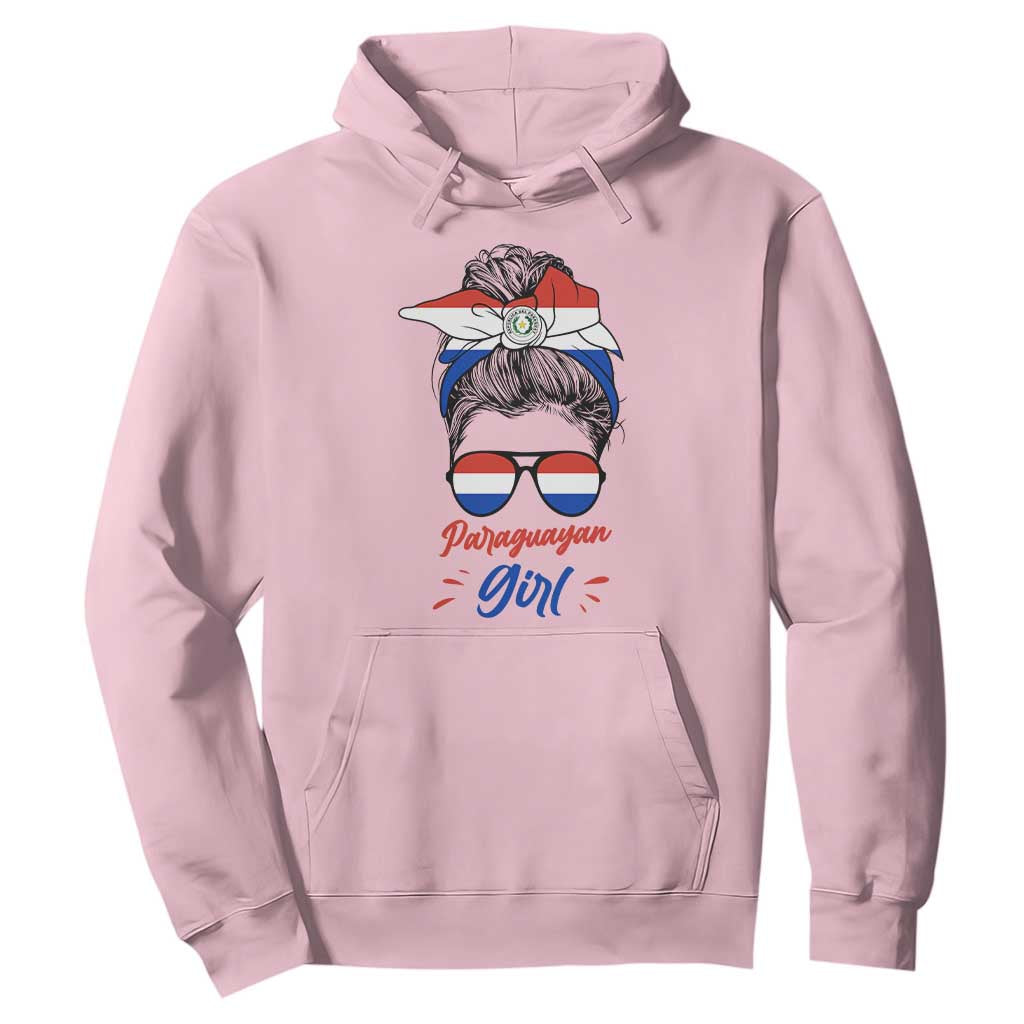 Proud Paraguayan Girl Messy Bun Bandana Aviator Sunglasses Hoodie Paraguay Heritage Roots HispanicLatina Pride TS02 Light Pink Print Your Wear