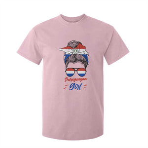 Proud Paraguayan Girl Messy Bun Bandana Aviator Sunglasses T Shirt For Kid Paraguay Heritage Roots HispanicLatina Pride TS02 Light Pink Print Your Wear