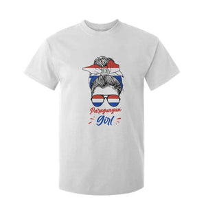 Proud Paraguayan Girl Messy Bun Bandana Aviator Sunglasses T Shirt For Kid Paraguay Heritage Roots HispanicLatina Pride TS02 White Print Your Wear