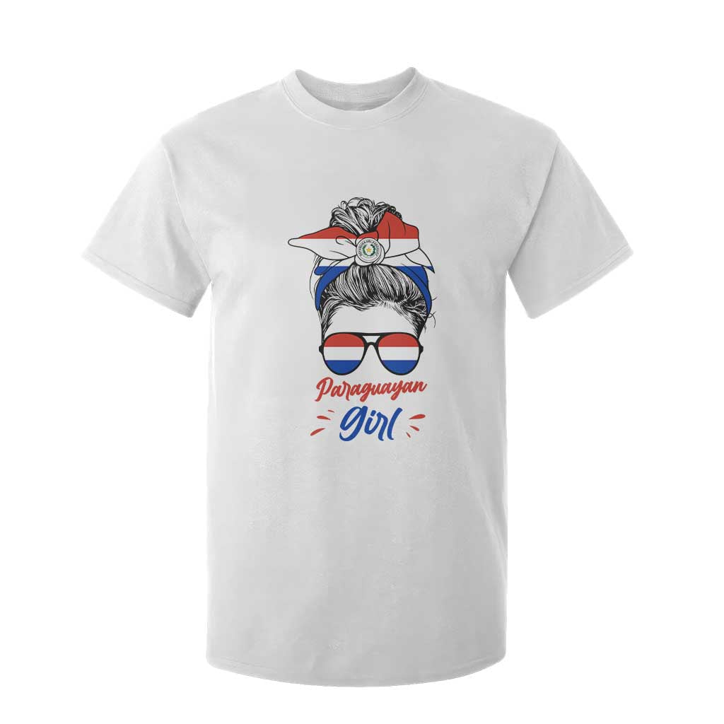 Proud Paraguayan Girl Messy Bun Bandana Aviator Sunglasses T Shirt For Kid Paraguay Heritage Roots HispanicLatina Pride TS02 White Print Your Wear