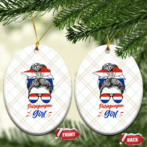 Proud Paraguayan Girl Messy Bun Bandana Aviator Sunglasses Ceramic Ornament Paraguay Heritage Roots HispanicLatina Pride TS02 Print Your Wear