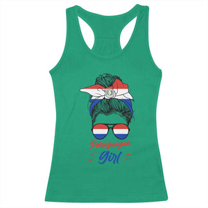 Proud Paraguayan Girl Messy Bun Bandana Aviator Sunglasses Racerback Tank Top Paraguay Heritage Roots HispanicLatina Pride TS02 Irish Green Print Your Wear