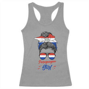 Proud Paraguayan Girl Messy Bun Bandana Aviator Sunglasses Racerback Tank Top Paraguay Heritage Roots HispanicLatina Pride TS02 Sport Gray Print Your Wear