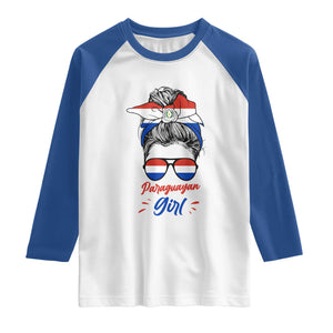 Proud Paraguayan Girl Messy Bun Bandana Aviator Sunglasses Raglan Shirt Paraguay Heritage Roots HispanicLatina Pride TS02 White Royal Print Your Wear