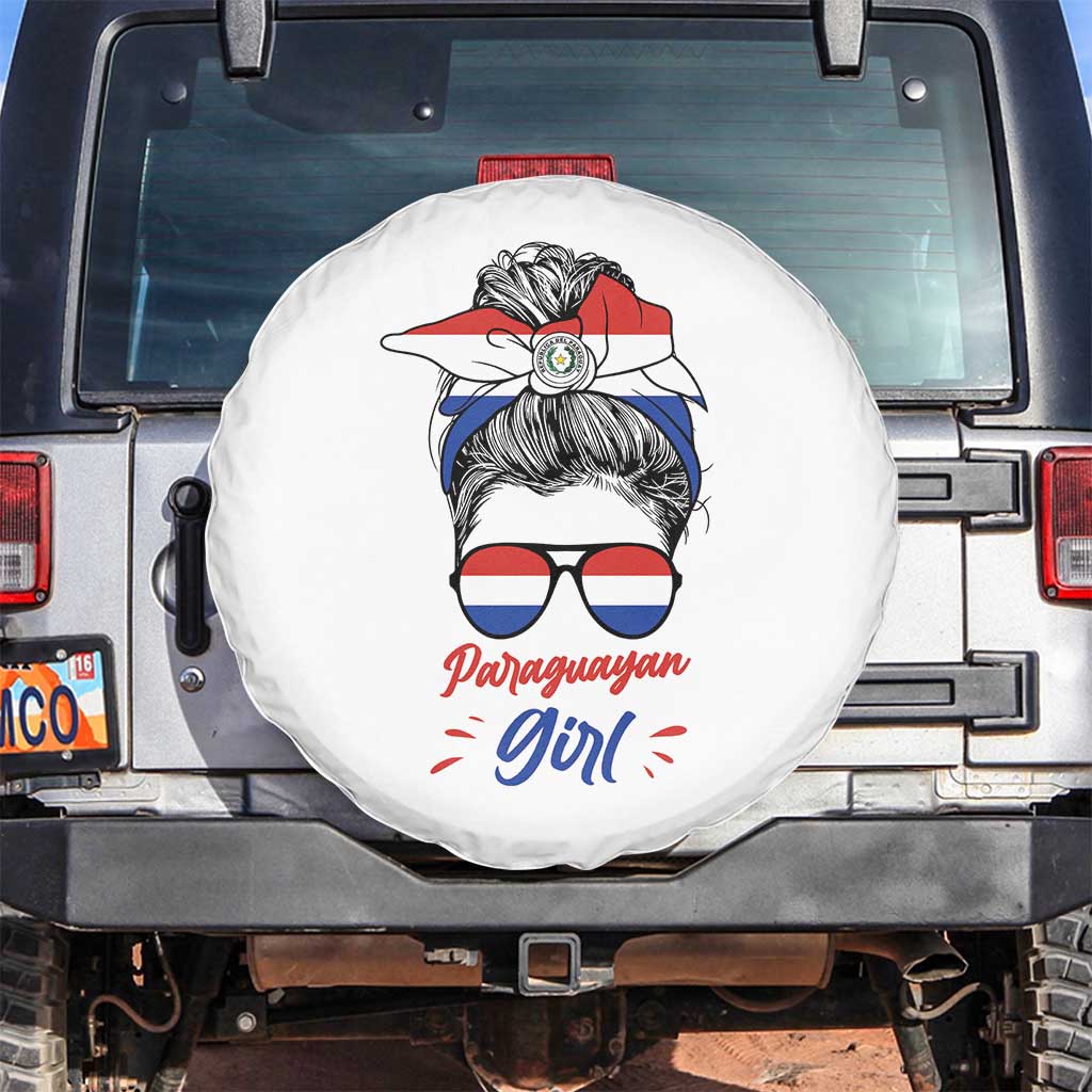 Proud Paraguayan Girl Messy Bun Bandana Aviator Sunglasses Spare Tire Cover Paraguay Heritage Roots HispanicLatina Pride TS02 No hole White Print Your Wear