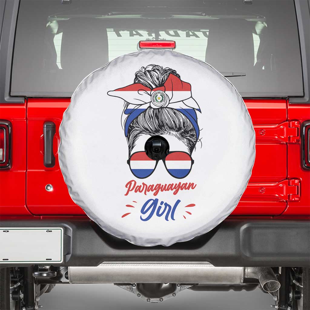 Proud Paraguayan Girl Messy Bun Bandana Aviator Sunglasses Spare Tire Cover Paraguay Heritage Roots HispanicLatina Pride TS02 White Print Your Wear