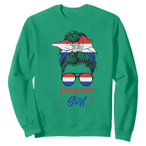 Proud Paraguayan Girl Messy Bun Bandana Aviator Sunglasses Sweatshirt Paraguay Heritage Roots HispanicLatina Pride TS02 Irish Green Print Your Wear