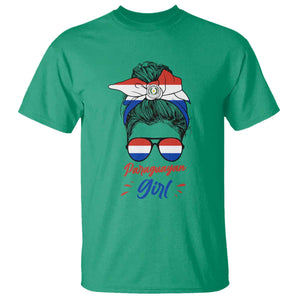 Proud Paraguayan Girl Messy Bun Bandana Aviator Sunglasses T Shirt Paraguay Heritage Roots HispanicLatina Pride TS02 Irish Green Print Your Wear