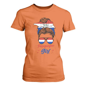 Proud Paraguayan Girl Messy Bun Bandana Aviator Sunglasses T Shirt For Women Paraguay Heritage Roots HispanicLatina Pride TS02 Orange Print Your Wear