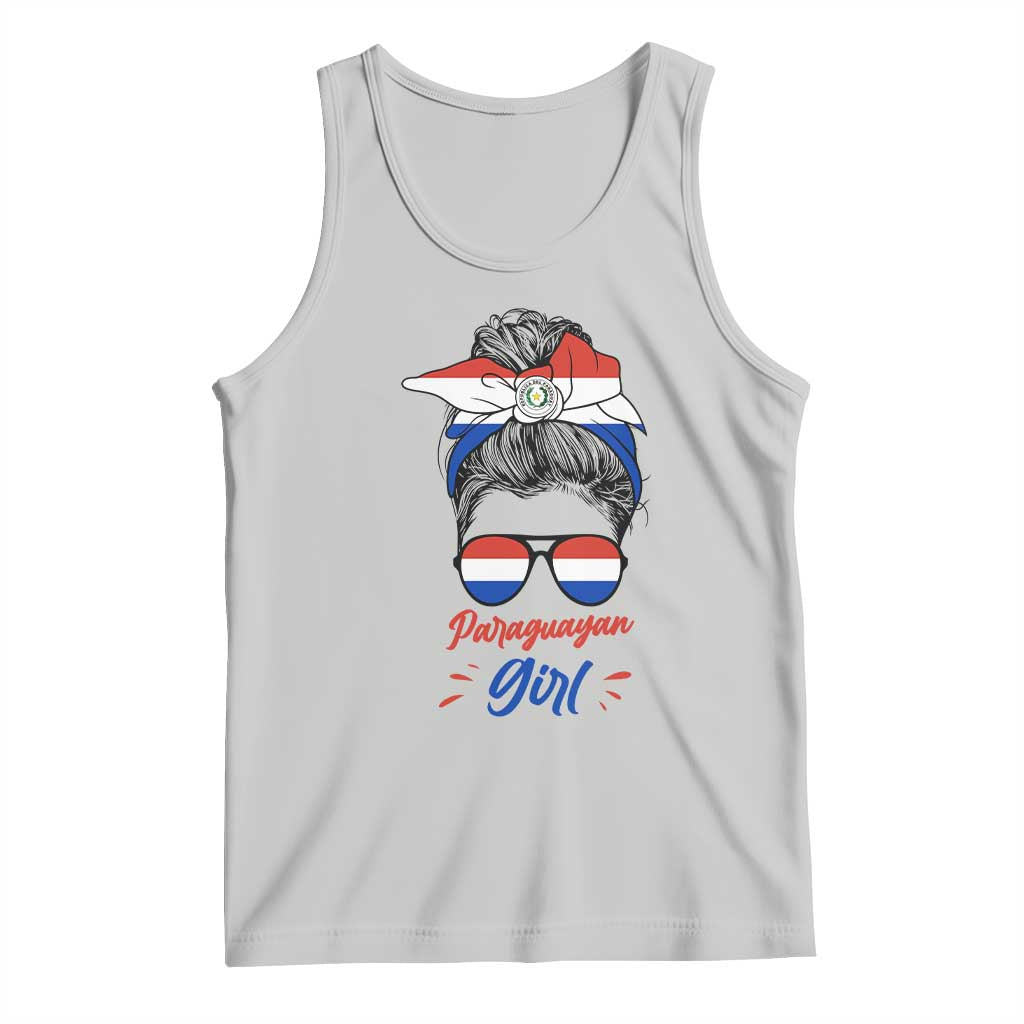 Proud Paraguayan Girl Messy Bun Bandana Aviator Sunglasses Tank Top Paraguay Heritage Roots HispanicLatina Pride TS02 Ash Print Your Wear