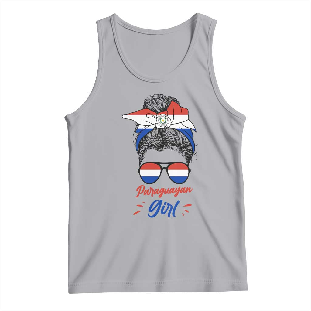 Proud Paraguayan Girl Messy Bun Bandana Aviator Sunglasses Tank Top Paraguay Heritage Roots HispanicLatina Pride TS02 Athletic Heather Print Your Wear