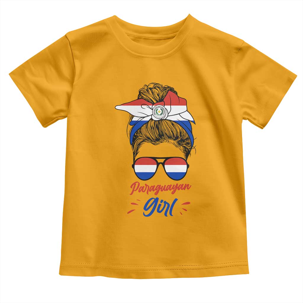 Proud Paraguayan Girl Messy Bun Bandana Aviator Sunglasses Toddler T Shirt Paraguay Heritage Roots HispanicLatina Pride TS02 Gold Print Your Wear