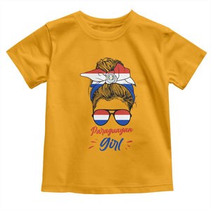 Proud Paraguayan Girl Messy Bun Bandana Aviator Sunglasses Toddler T Shirt Paraguay Heritage Roots HispanicLatina Pride TS02 Gold Print Your Wear