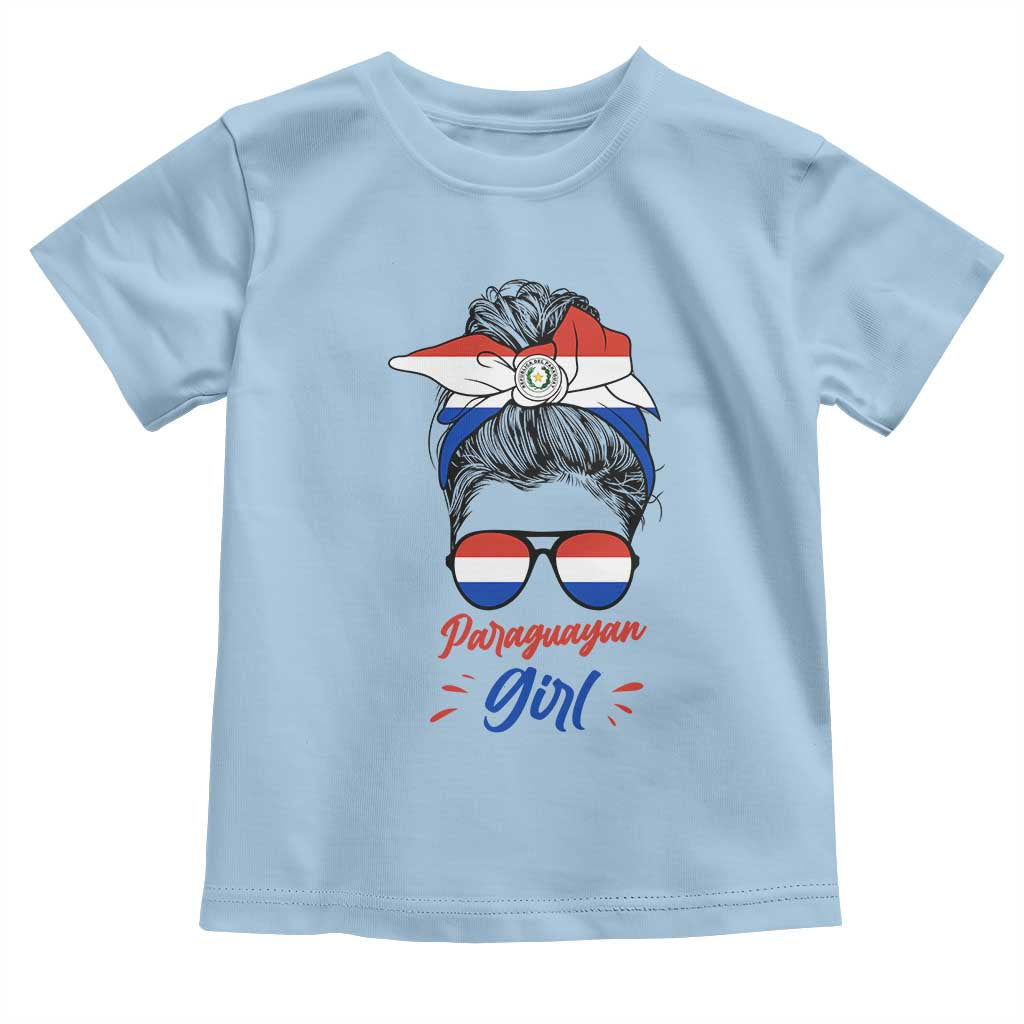 Proud Paraguayan Girl Messy Bun Bandana Aviator Sunglasses Toddler T Shirt Paraguay Heritage Roots HispanicLatina Pride TS02 Light Blue Print Your Wear