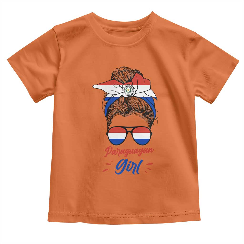 Proud Paraguayan Girl Messy Bun Bandana Aviator Sunglasses Toddler T Shirt Paraguay Heritage Roots HispanicLatina Pride TS02 Orange Print Your Wear