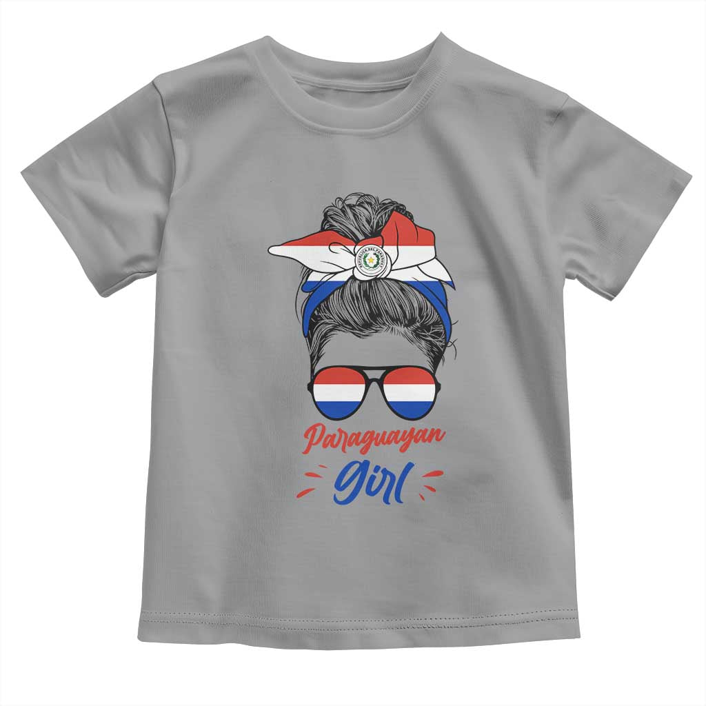 Proud Paraguayan Girl Messy Bun Bandana Aviator Sunglasses Toddler T Shirt Paraguay Heritage Roots HispanicLatina Pride TS02 Sport Gray Print Your Wear