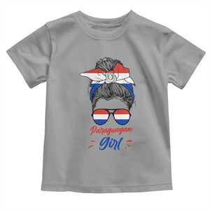 Proud Paraguayan Girl Messy Bun Bandana Aviator Sunglasses Toddler T Shirt Paraguay Heritage Roots HispanicLatina Pride TS02 Sport Gray Print Your Wear