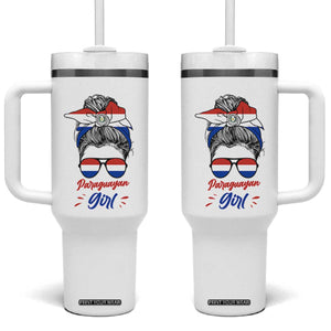 Proud Paraguayan Girl Messy Bun Bandana Aviator Sunglasses Tumbler With Handle Paraguay Heritage Roots HispanicLatina Pride TS02 One Size: 40 oz White Print Your Wear