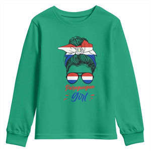 Proud Paraguayan Girl Messy Bun Bandana Aviator Sunglasses Youth Sweatshirt Paraguay Heritage Roots HispanicLatina Pride TS02 Irish Green Print Your Wear