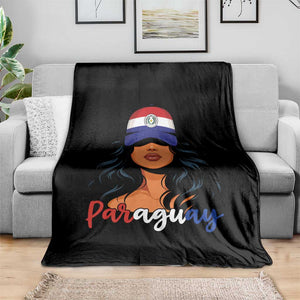 Proud Paraguayan Woman Melanin Curls Afro Latina Throw Blanket Paraguay Flag Roots Hispanic Heritage Pride TS02 Print Your Wear