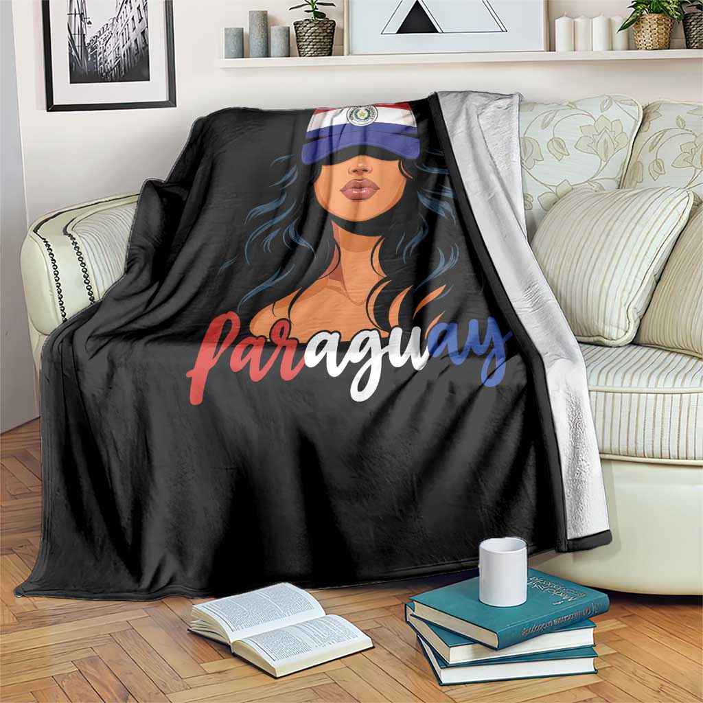Proud Paraguayan Woman Melanin Curls Afro Latina Throw Blanket Paraguay Flag Roots Hispanic Heritage Pride TS02 Print Your Wear
