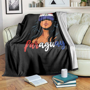 Proud Paraguayan Woman Melanin Curls Afro Latina Throw Blanket Paraguay Flag Roots Hispanic Heritage Pride TS02 Print Your Wear