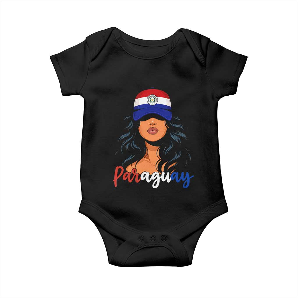 Proud Paraguayan Woman Melanin Curls Afro Latina Baby Onesie Paraguay Flag Roots Hispanic Heritage Pride TS02 Black Print Your Wear