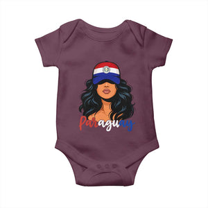Proud Paraguayan Woman Melanin Curls Afro Latina Baby Onesie Paraguay Flag Roots Hispanic Heritage Pride TS02 Maroon Print Your Wear