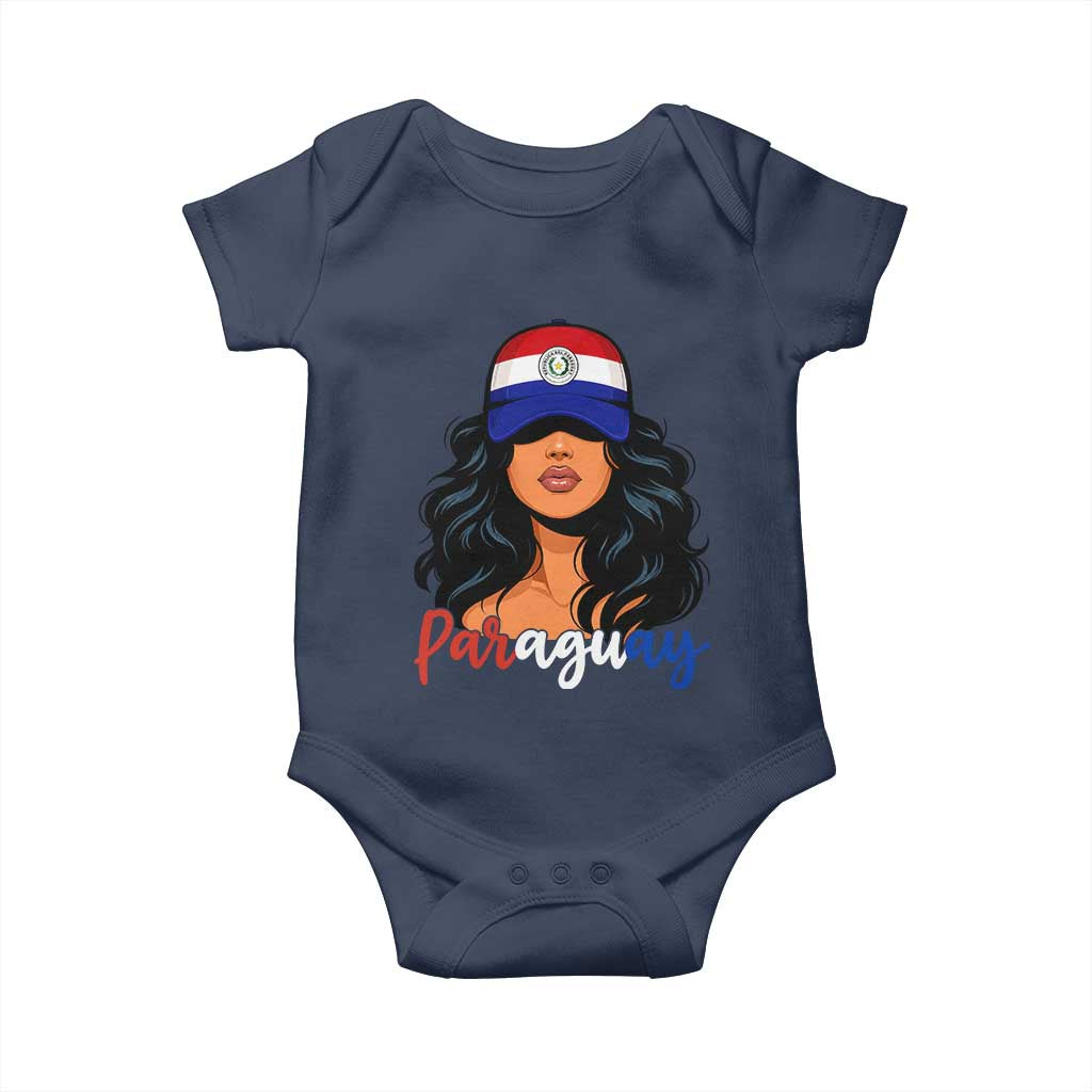 Proud Paraguayan Woman Melanin Curls Afro Latina Baby Onesie Paraguay Flag Roots Hispanic Heritage Pride TS02 Navy Print Your Wear