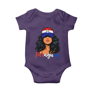 Proud Paraguayan Woman Melanin Curls Afro Latina Baby Onesie Paraguay Flag Roots Hispanic Heritage Pride TS02 Purple Print Your Wear