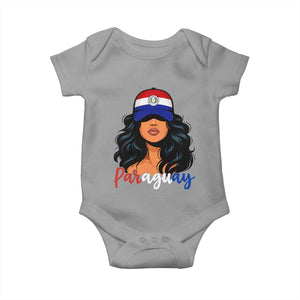 Proud Paraguayan Woman Melanin Curls Afro Latina Baby Onesie Paraguay Flag Roots Hispanic Heritage Pride TS02 Sport Gray Print Your Wear