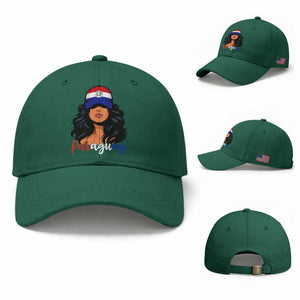 Proud Paraguayan Woman Melanin Curls Afro Latina Baseball Cap Paraguay Flag Roots Hispanic Heritage Pride TS02 Baseball Cap Universal Fit Irish Green Print Your Wear